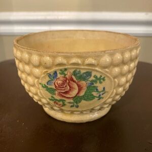 Vintage Japan Dresser Bowl Small Planter Floral Transfer Ware Hobnail